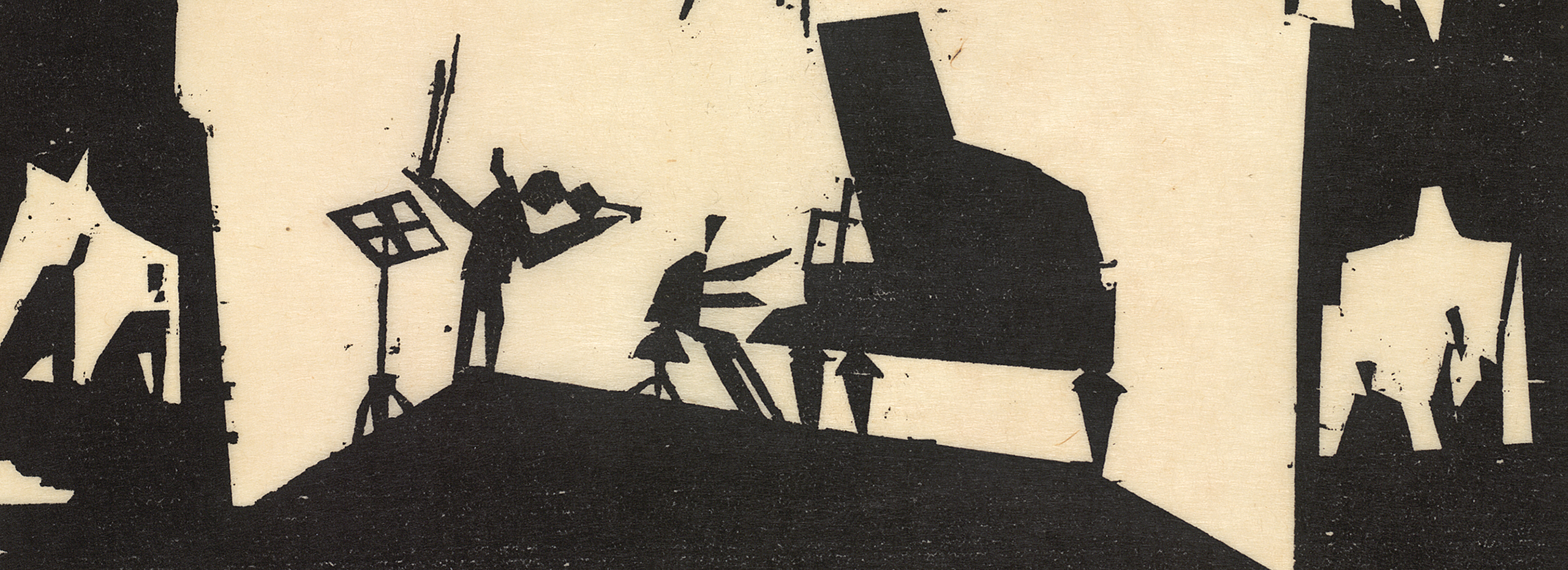 Silhouettes of a concert in a theater with an audience