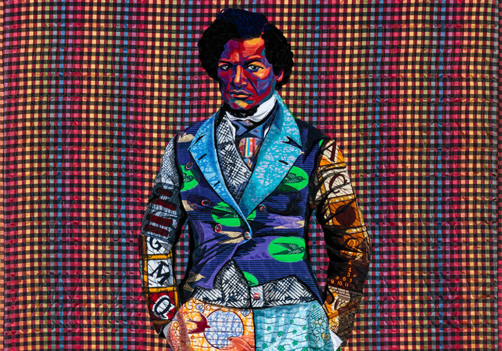 A colorful portrait of Frederick Douglass