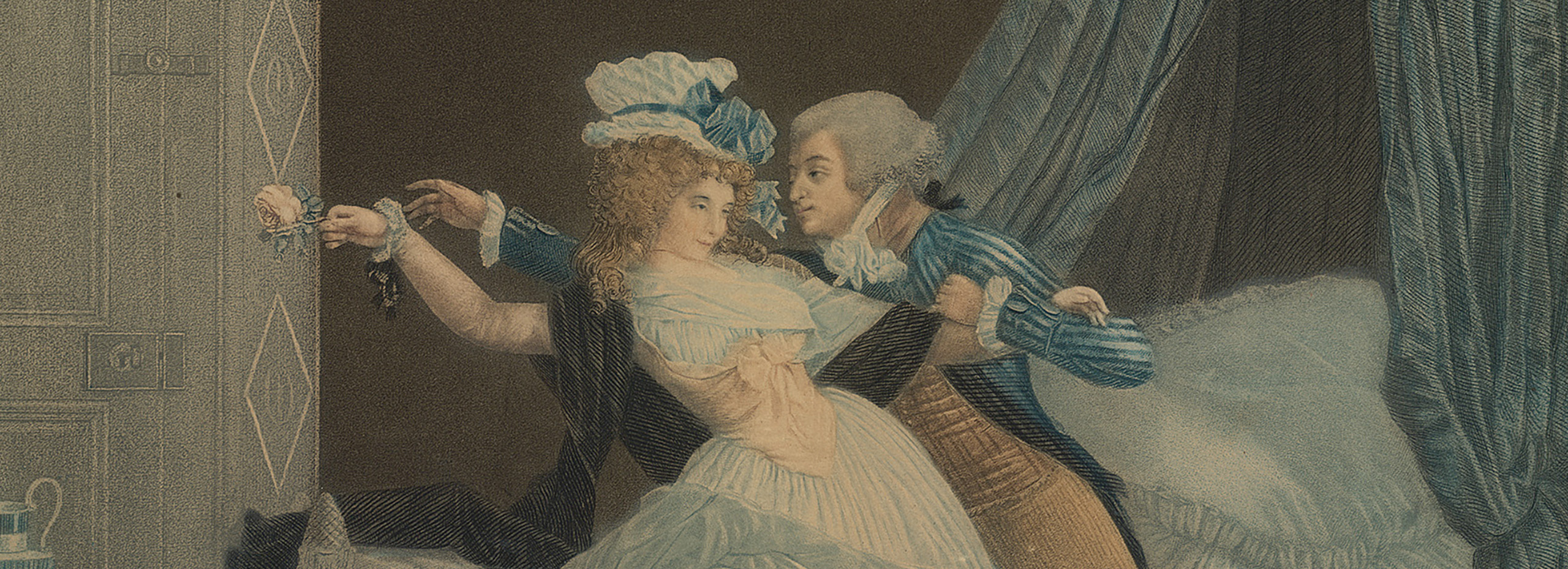Drawing of an 18th century French couple