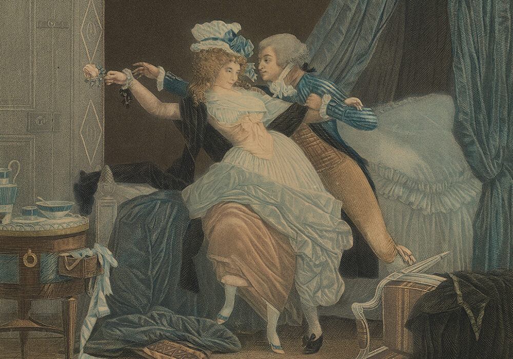 Drawing of an 18th century French couple